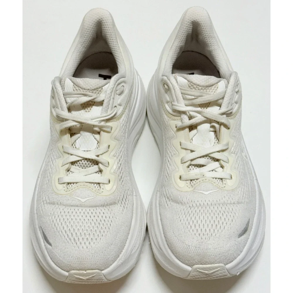 Hoka Bondi 9 White Running Shoes Womens 10B Low Top Sneakers 1162012 WWH